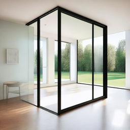 A detailed image of a glass door with a modern design