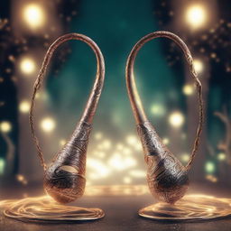 Two magical metal whips with intricate designs and a faint glow
