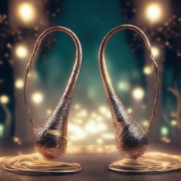 Two magical metal whips with intricate designs and a faint glow