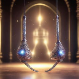 Two magical metal whips with intricate designs and a faint glow, striking through the air