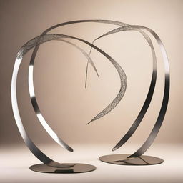 Two metal whips with intricate designs, striking through the air