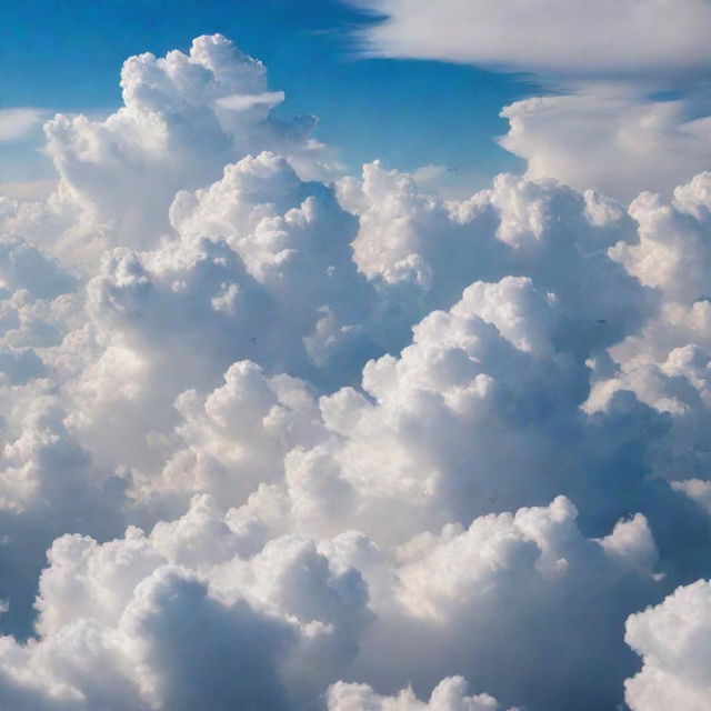 Stunning cloudscape with beautiful angels flying amidst the fluffy clouds