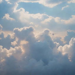 Stunning cloudscape with beautiful angels flying amidst the fluffy clouds