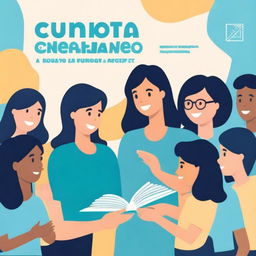 Design a book cover featuring a central image of a teacher using ChatGPT, surrounded by happy and engaged students