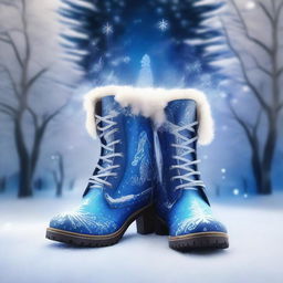 A pair of legs wearing enchanted boots slipping on magical ice, with a trail of sparkling frost behind them