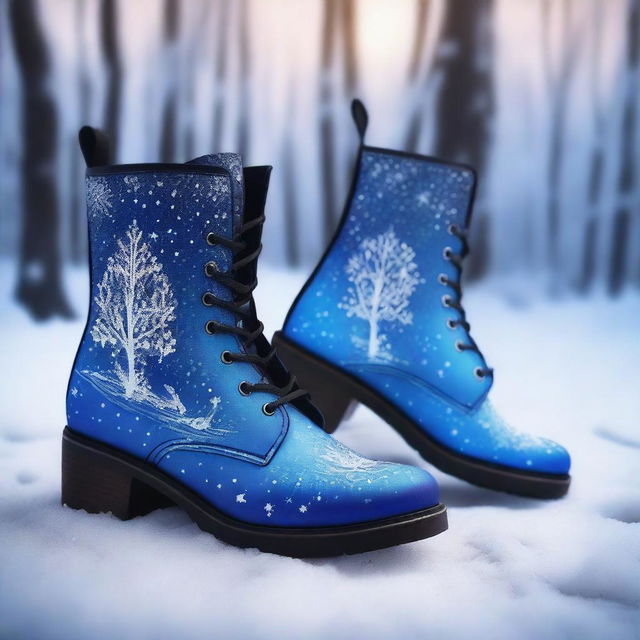 A pair of legs wearing enchanted boots slipping on magical ice, with a trail of sparkling frost behind them