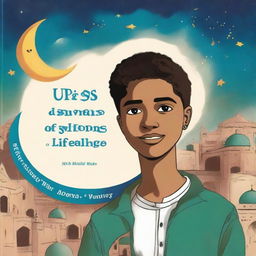 A teenage boy facing various life challenges, depicted with an Islamic theme