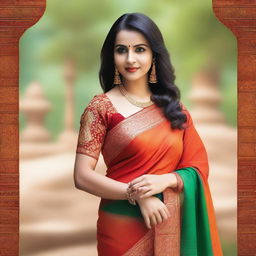 A beautiful woman wearing a traditional Indian saree