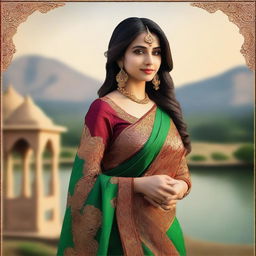 A beautiful woman wearing a traditional Indian saree