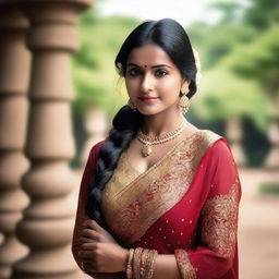 A beautiful, romantic photo of an Indian woman dressed in traditional attire