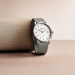 A stainless steel wristwatch with a stainless steel strap, featuring an elegant and sophisticated design