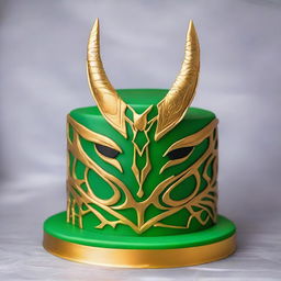 A beautifully decorated cake featuring Loki, the Norse god of mischief, with intricate designs and vibrant colors