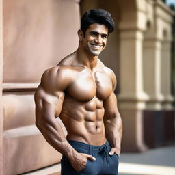 A hot, muscular Indian man posing confidently