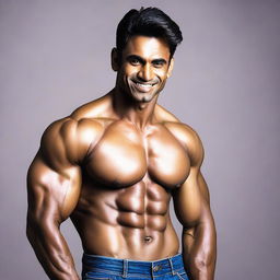 A hot, muscular Indian man posing confidently