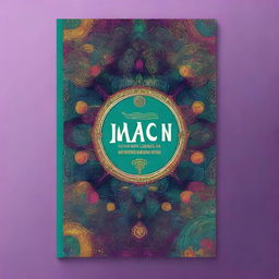 Create a visually captivating book cover featuring an intriguing and mysterious design with a blend of vibrant colors and intricate patterns