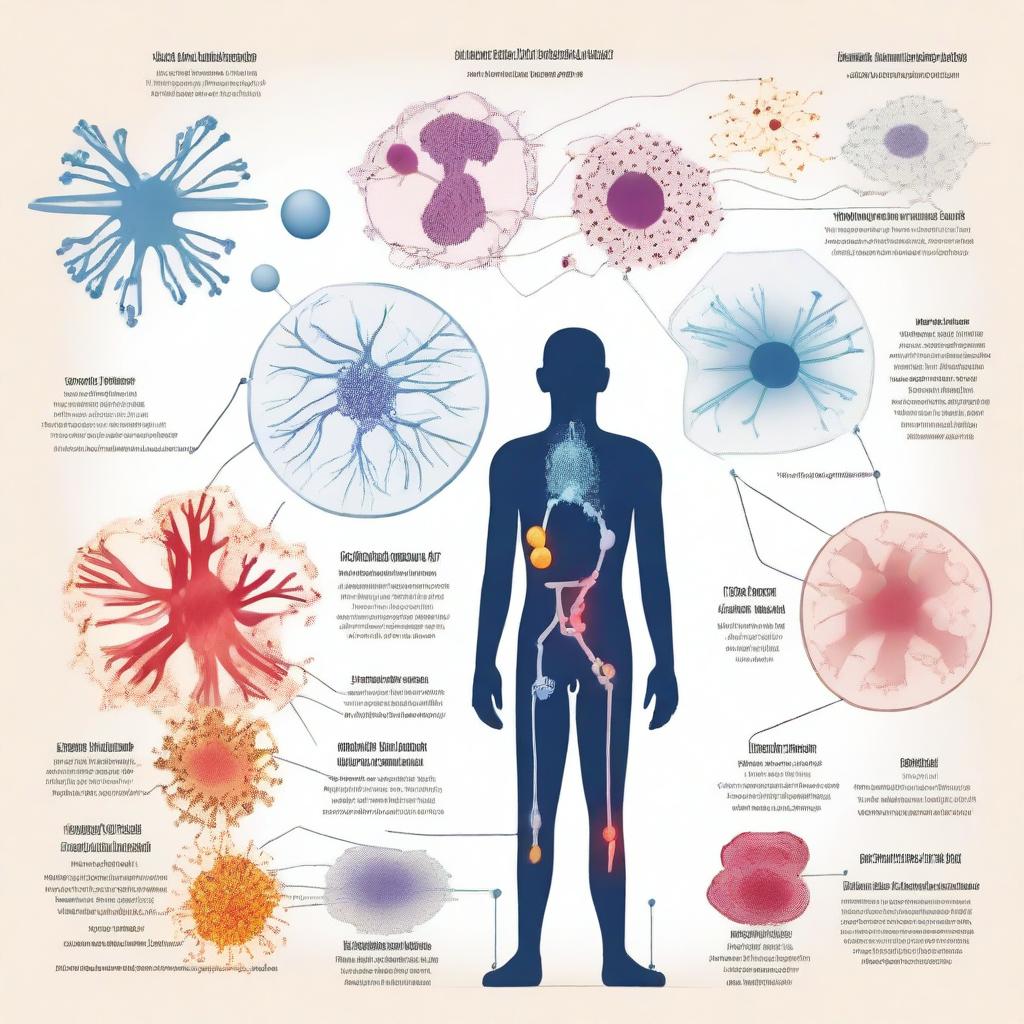 An illustration depicting the relationship between metagenomics and autoimmune diseases such as rheumatoid arthritis, systemic lupus, and autoimmune hepatitis