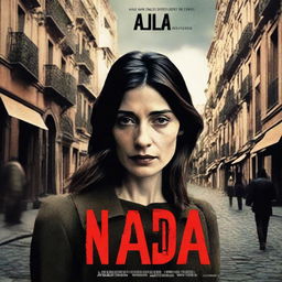 A realistic promotional movie poster for a miniseries based on Carmen Laforet's novel 'Nada', featuring the actress María Valverde as the protagonist