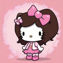 A Hello Kitty character with a Latina appearance, featuring long dark brown hair