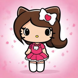 A Hello Kitty character with a Latina appearance, featuring long dark brown hair