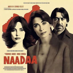 A realistic promotional movie poster for a miniseries based on Carmen Laforet's novel 'Nada', featuring the actress María Valverde as the protagonist, Javier Bardem as Román, and Carmen Maura as Angustias