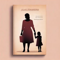 A book cover design featuring three shadows followed by an adult woman, a small child, and an adult man