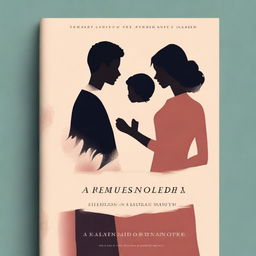 A book cover design featuring three shadows followed by an adult woman, a small child, and an adult man