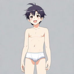 An anime-style boy wearing only underwear