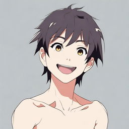 An anime-style teenage boy wearing only underwear