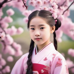 A cute 12-year-old girl dressed in traditional ancient Chinese clothing