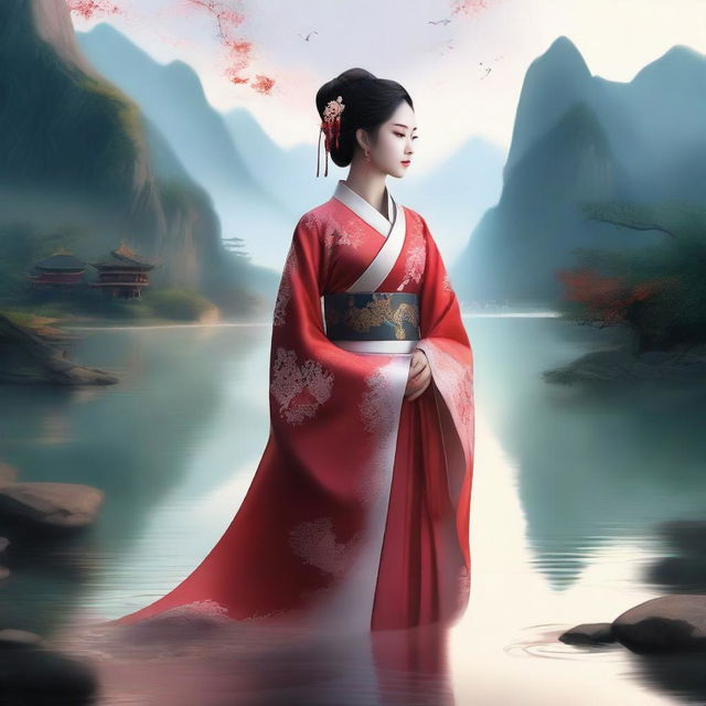 A young girl dressed in traditional Chinese ancient attire, embodying the essence of cultivation and immortality