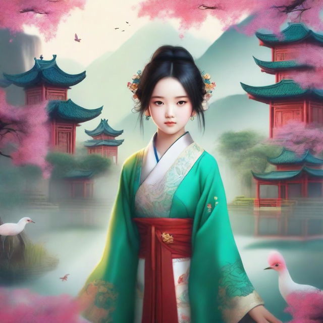 A young girl in traditional Chinese attire embarks on a mystical journey of cultivation and self-discovery