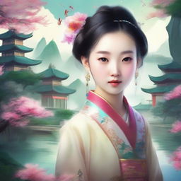 A young girl in traditional Chinese attire embarks on a mystical journey of cultivation and self-discovery