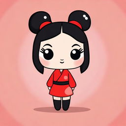 Create an illustration of Pucca in the style of a Funko Pop figure