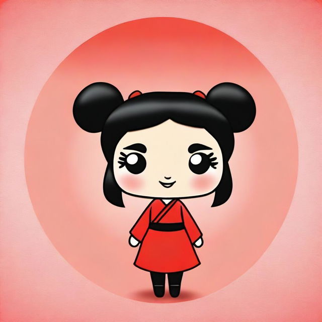 Create an illustration of Pucca in the style of a Funko Pop figure