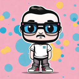 Create an illustration of a generic Funko Pop figure with the signature oversized head and small body