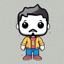 Create an illustration of a generic Funko Pop figure with the signature oversized head and small body