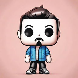 Create an illustration of a generic Funko Pop figure with the signature oversized head and small body