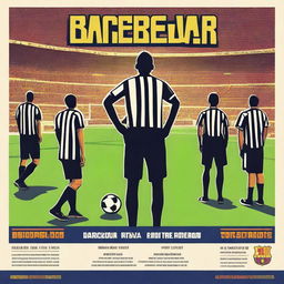 Design a movie poster for the film titled 'Barcelona FC: A Football VAR Referee Life