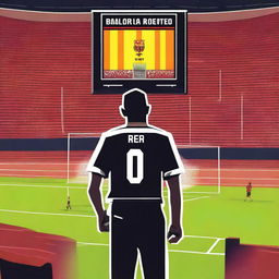 Design a movie poster for the film titled 'Barcelona FC: A Football VAR Referee Life