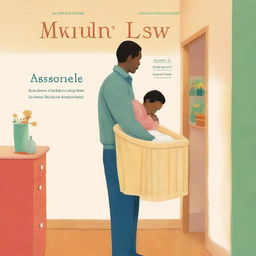 A book cover showing a father carrying a six-month-old baby in a bassinet while the mother is behind them inside a small apartment