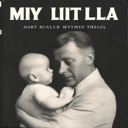 A book cover showing an unknown white man holding a six-month-old white baby with grey eyes in his arms