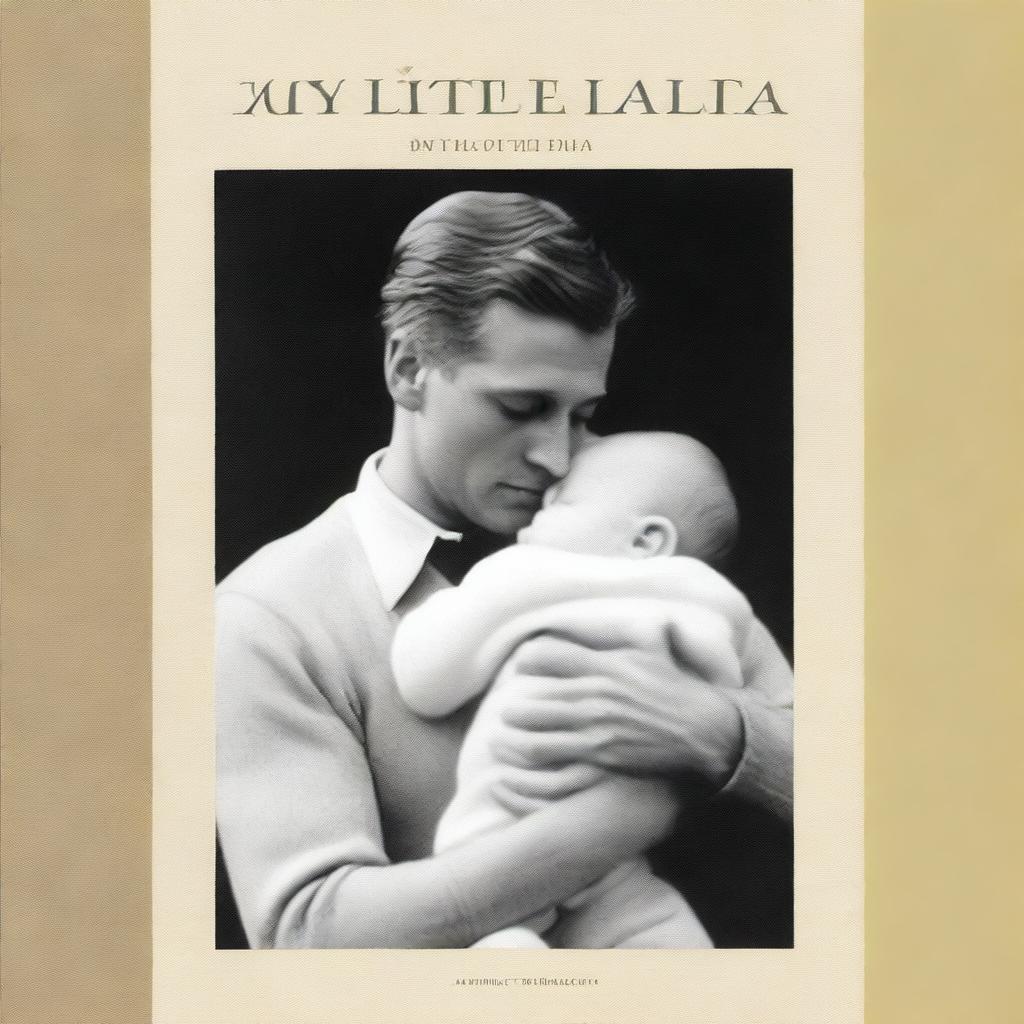 A book cover showing an unknown white man holding a six-month-old white baby with grey eyes in his arms