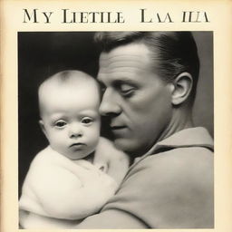 A book cover showing an unknown white man holding a six-month-old white baby with grey eyes in his arms