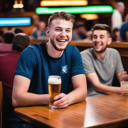 Luka Doncic, the famous basketball player, humorously attempting to eat a beer bottle