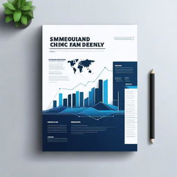 A detailed and visually appealing report cover with a professional design in dark tones of black and dark blue