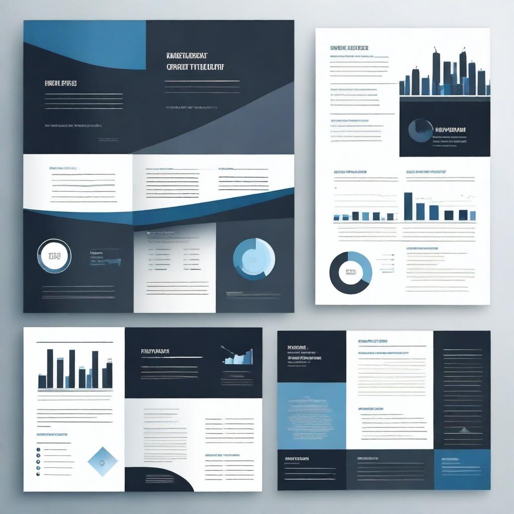 A detailed and visually appealing report cover with a professional design in dark tones of black and dark blue