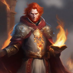 Create an image of a Fire Genasi cleric