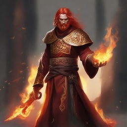 Create an image of a Fire Genasi cleric