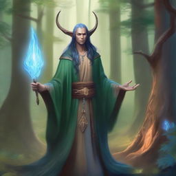 A detailed fantasy illustration of an Eladrin sorcerer named Ralph