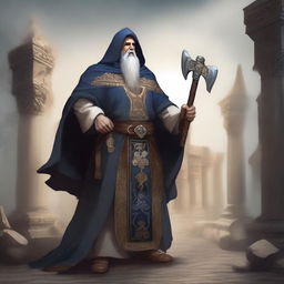 Create an image of a cleric wielding axes